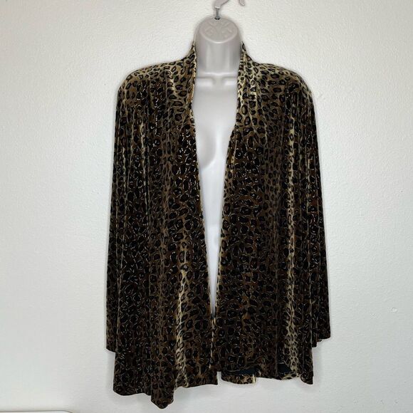 Vintage R&K Evening Leopard Metallic Velvet Velour Jacket Missy Size 12 Unlined - Picture 9 of 9
